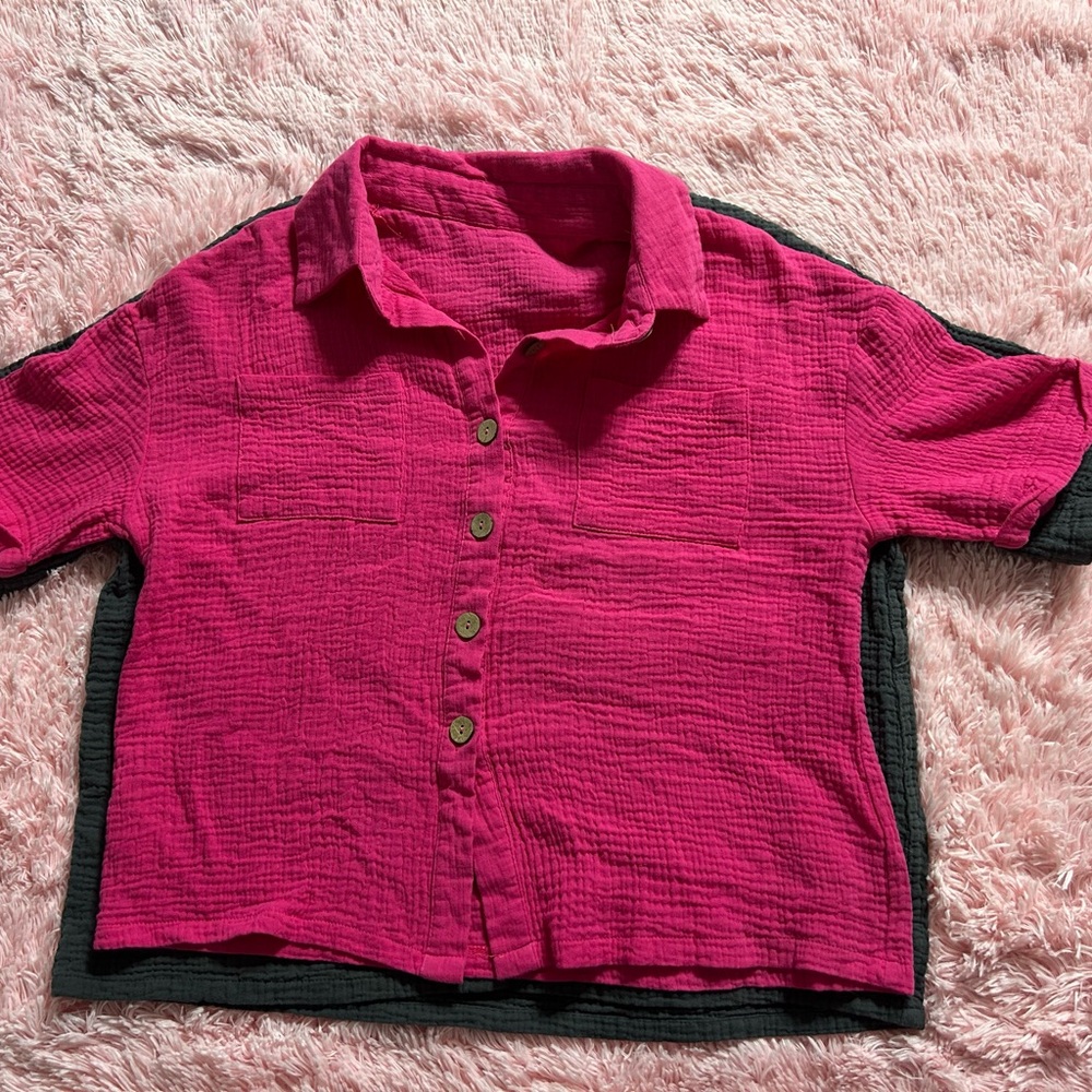 Gray and Pink Button-Down Shirts tops - Picture 4 of 4